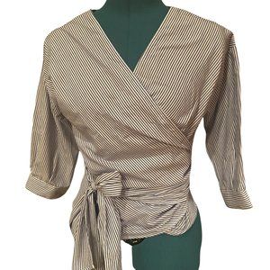 Boutique Brand Story On Blue and White Wrap Shirt | SZ Small | NWT!!